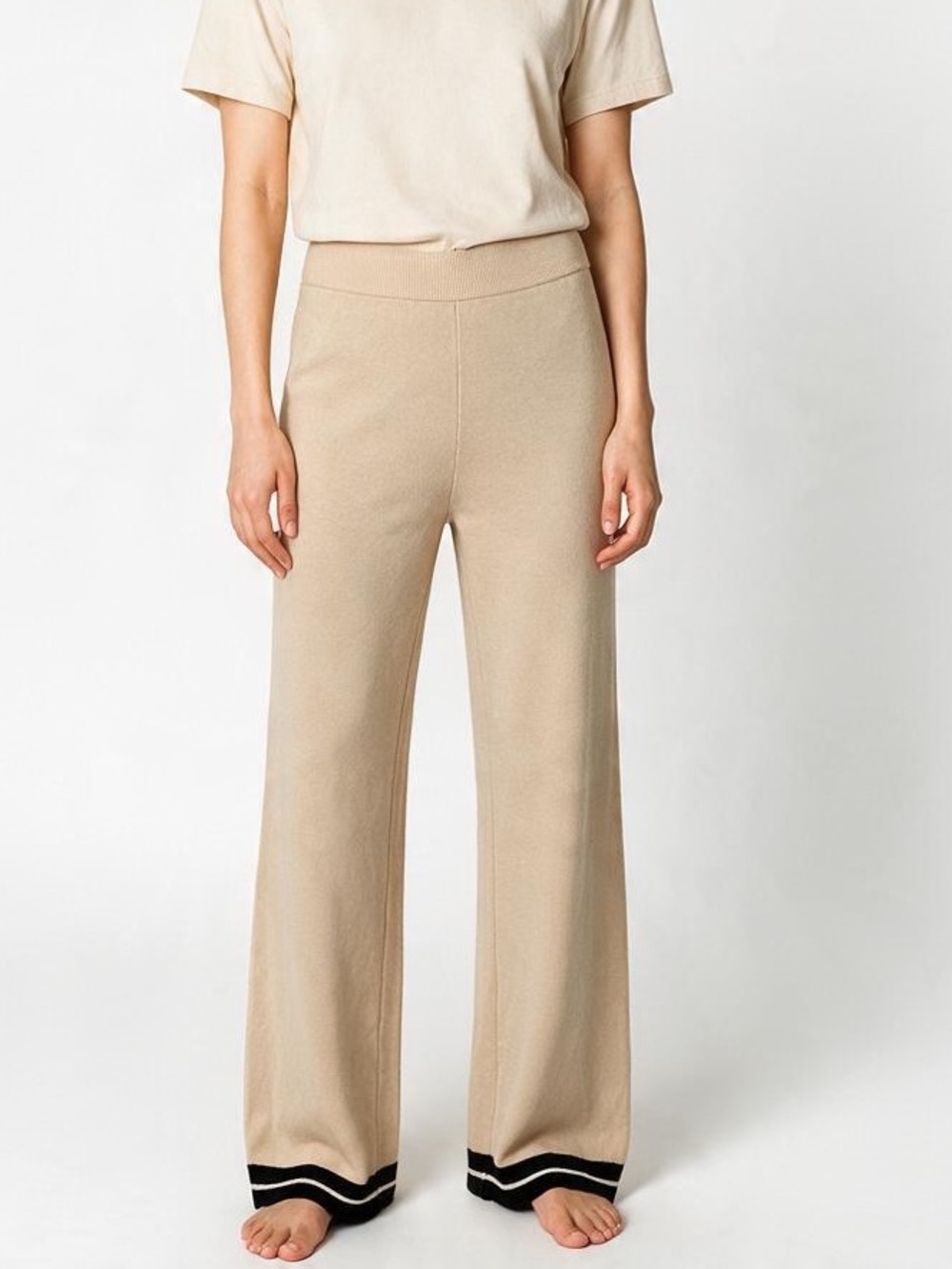 House of Harlow Knit Wide Leg Pants Beige